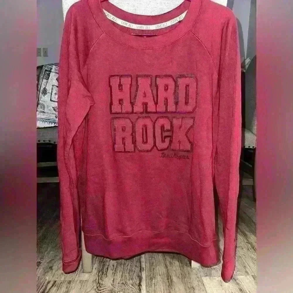 Hard Rock Cafe Las Vegas Pullover Sweatshirt Med Women’s Maroon Embroidered XXL